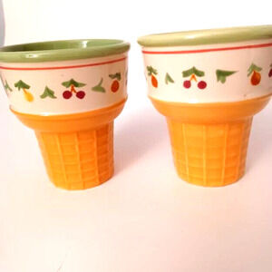 Pfaltzgraff "The Secrets of Pistoulet" Jane Kolpen Dessert Dishes Yellow Green